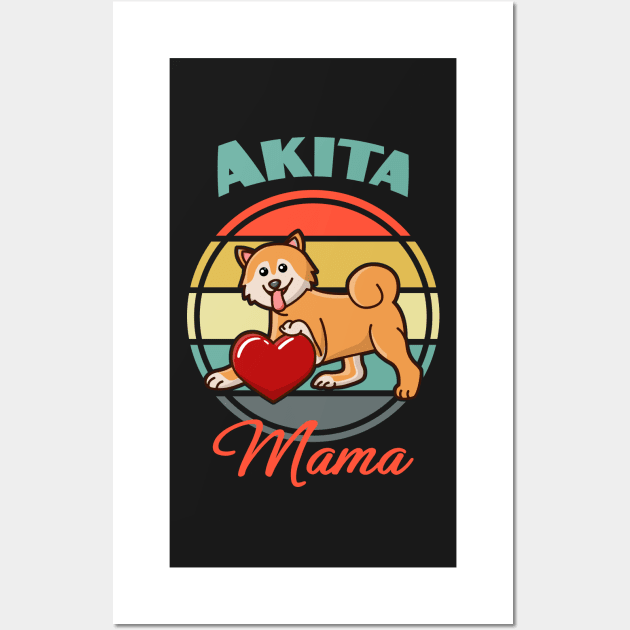 Akita Inu mama mom Dog puppy Lover Cute Mothers Day Wall Art by Meteor77